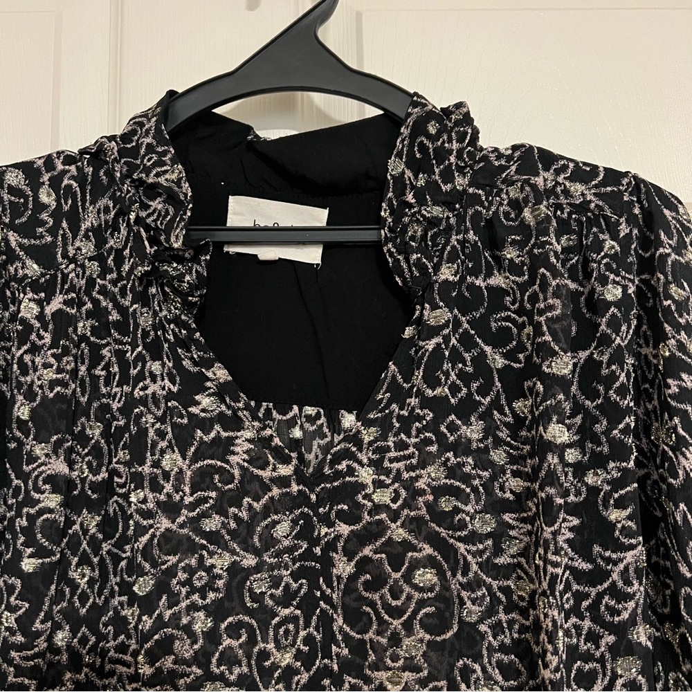 ba&sh Black Floral Long Sleeve Sheer Midi Dress Size 3 US 8-10 - Picture 2 of 5